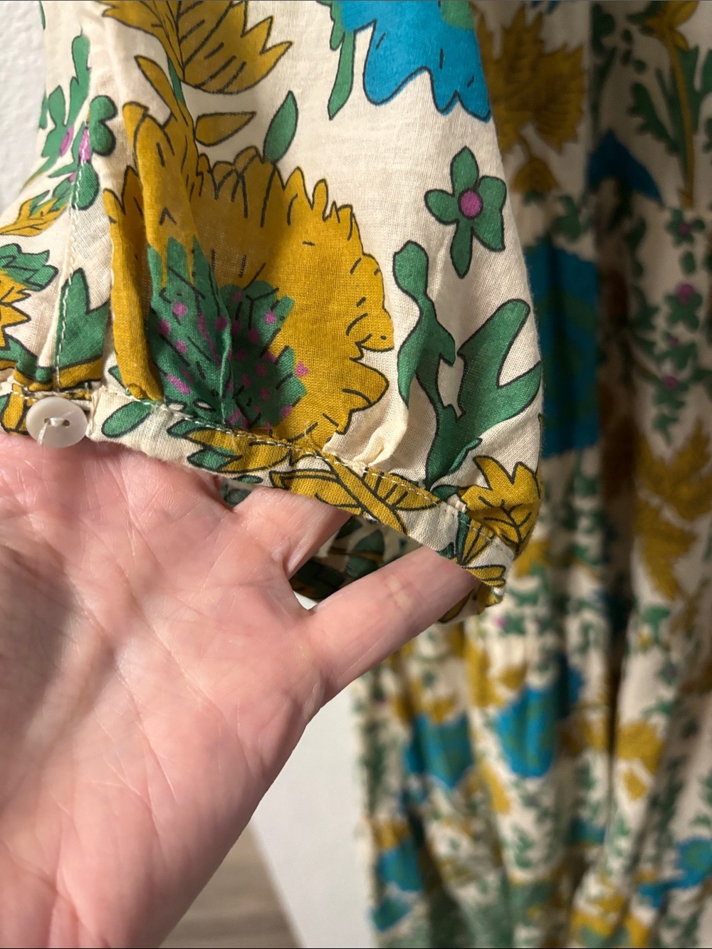 NATURAL LIFE Cream Maxi Dress with Teal & Mustard Floral Print - Picture 4 of 6